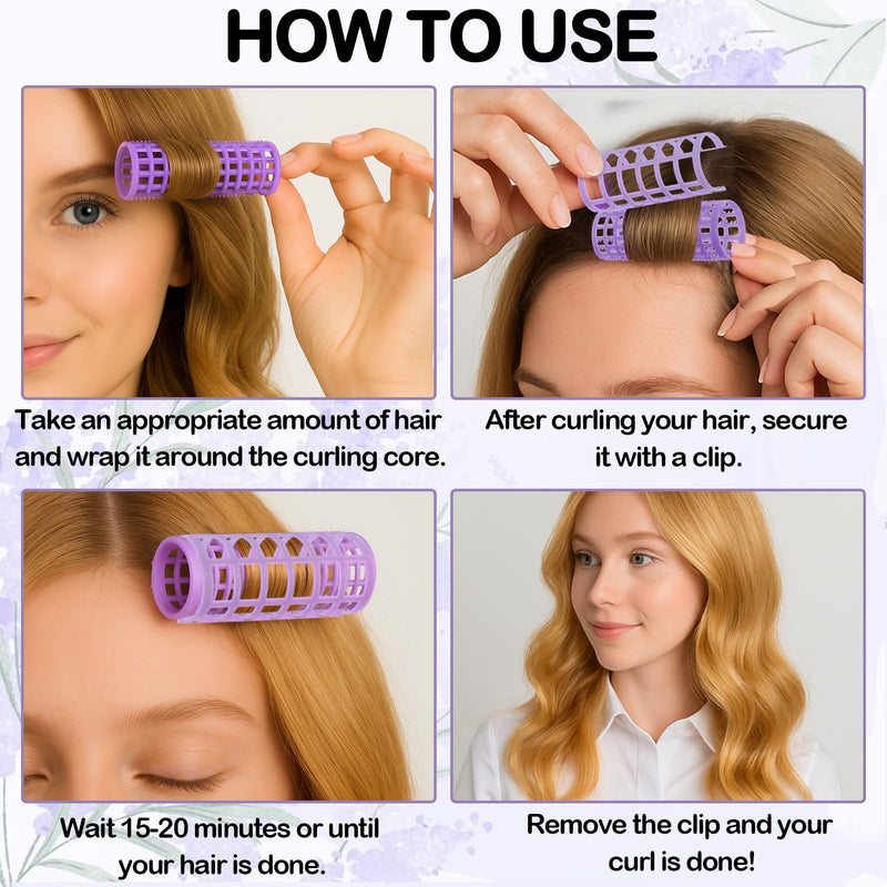 24PCS Small Hair Rollers Set with Comb, Heatless Velcro Rollers for Hair Styling, Curlers for Short-Hair, Self Grip Plastic Rollers for Volume, Waves & DIY Salon Use