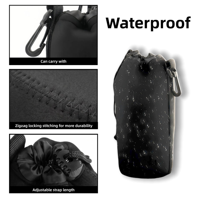 Camera Lens Bag, 4 Pack Protective Neoprene Lens Pouch with Drawstring & Carabiner, Lens Case for DSLR Camera Lens(S/M/L/XL) (XL 4pcs) XL 4pcs