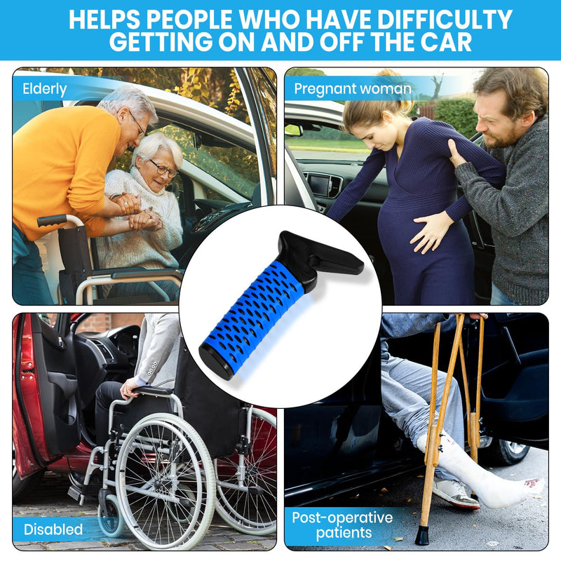 Car Door Handle for Elderly, Car Handle Assist Support Handle, Portable Elderly Assistance Mobility Aids for Getting Out of Car, Auto Grab Cane for Seniors and Handicapped, Blue 1 Pack