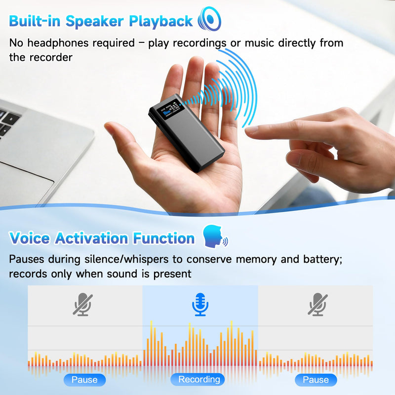 V88 (3000mAh) Magnetic Voice Activated Recorder, 350H Battery Time | 32GB Metal Recording Device with Speaker Playback, AI Noise Reduction, TF Card Expansion,For Meeting Interview Classe 1