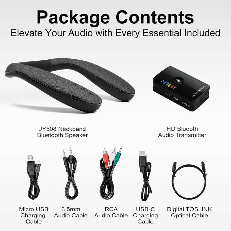 HomeSpot Wireless Neckband Speaker with Bluetooth Transmitter Set for TV and Low Latency Gaming Boomerang