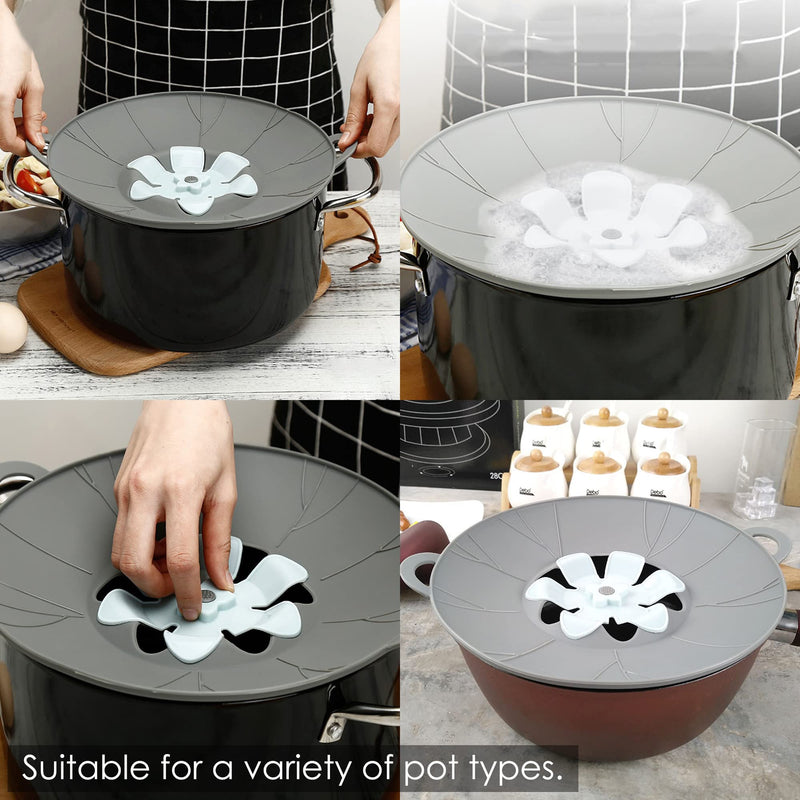 3pcs Silicone Lid Set, Microwave Splatter Cover, Reusable Heat Resistant Lids, Boil Safeguard, Spill Stopper, Multi-Function Kitchen Covers, Fridge Dishwasher Safe 3 PCS Grey