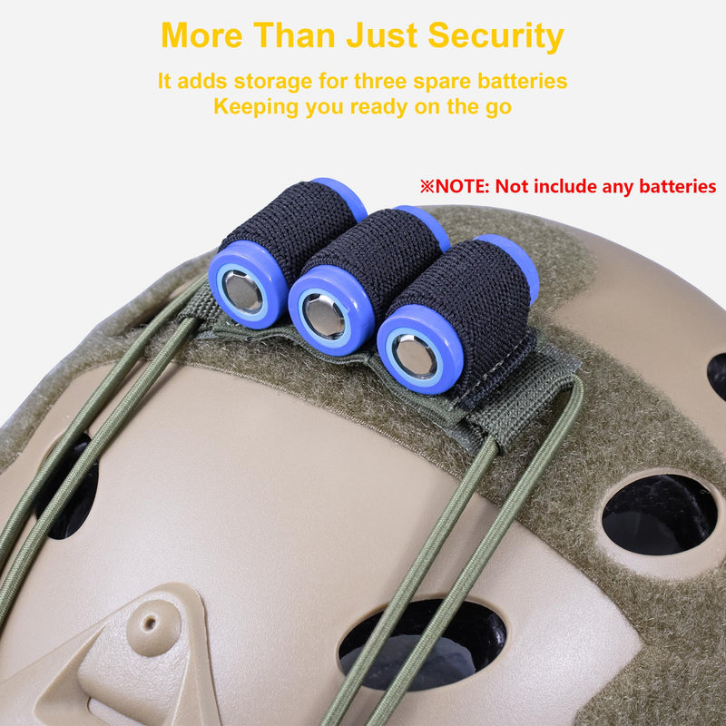 Tactical NVG Lanyard with 3 Elastic Cells, NVG Safety Tether Anti-Drop | Elastic retention lanyard for helmet mounted optics, Shock cord strap for GPNVG PVS31 DTNVS PVS14 night vision goggles Ranger green with stainless steel carabiner ends