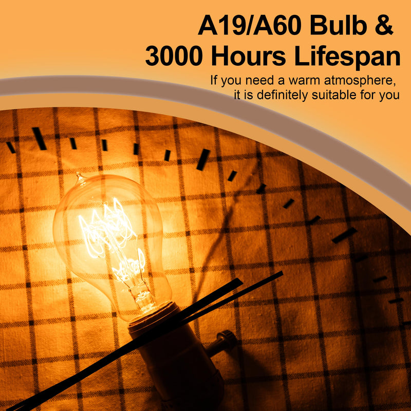 Warm Incandescent Light Bulbs 60 Watt,A19/A60 Vintage Style Edison Bulbs E26,Soft Yellow Light Bulbs,Amber Bulbs,Retro Light Bulb Old Fashioned,Halogen Dimmable Edison Bulb Squirrel Cage 12 Pack Amber Glass-2100k 12 Count (Pack of 1)