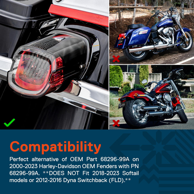 TRUE MODS Black HD Harley Davidson Tail Light Base Plate Replacement [Part# 68296-99A] Brake Taillight Bracket Baseplate Mount for 2000+ Sportster Dyna Road King Electra Glide Heritage Softail Fat Boy