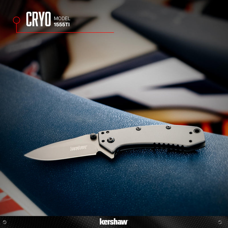 Kershaw Cryo Pocket Knife, EDC Knife with Speedsafe Assisted Opening, 2.75 Inch Stainless Steel Blade, Multiple Styles 1555TI