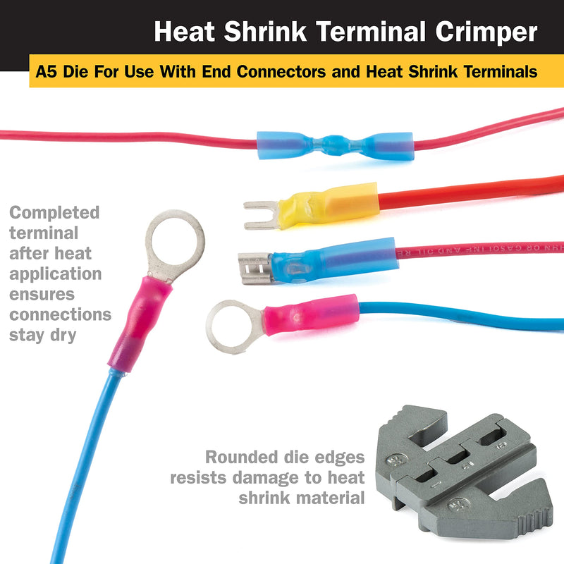 Titan 11955 Ratcheting Heat Shrink Terminal Crimper Quick Change with Heat Shrink Jaw