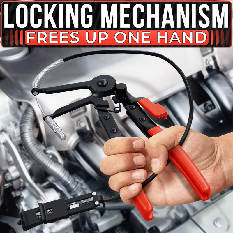 Radiator Hose Clamp Pliers Automotive – Corrosion-Resistant Hose Clamp Tool with Non-Slip Polymer Coating, Tension & Ratchet Locking Mechanisms – Easy to Use, Time-Saving for Car Repairs Wire Hose Clamp Pliers
