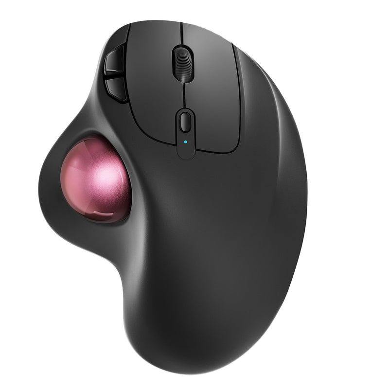 Nulea M501 Wireless Trackball Mouse, Rechargeable Ergonomic, Easy Thumb Control, Precise & Smooth Tracking, 3 Device Connection (Bluetooth or USB), Compatible for PC, Laptop, iPad, Mac, Windows F-Pink