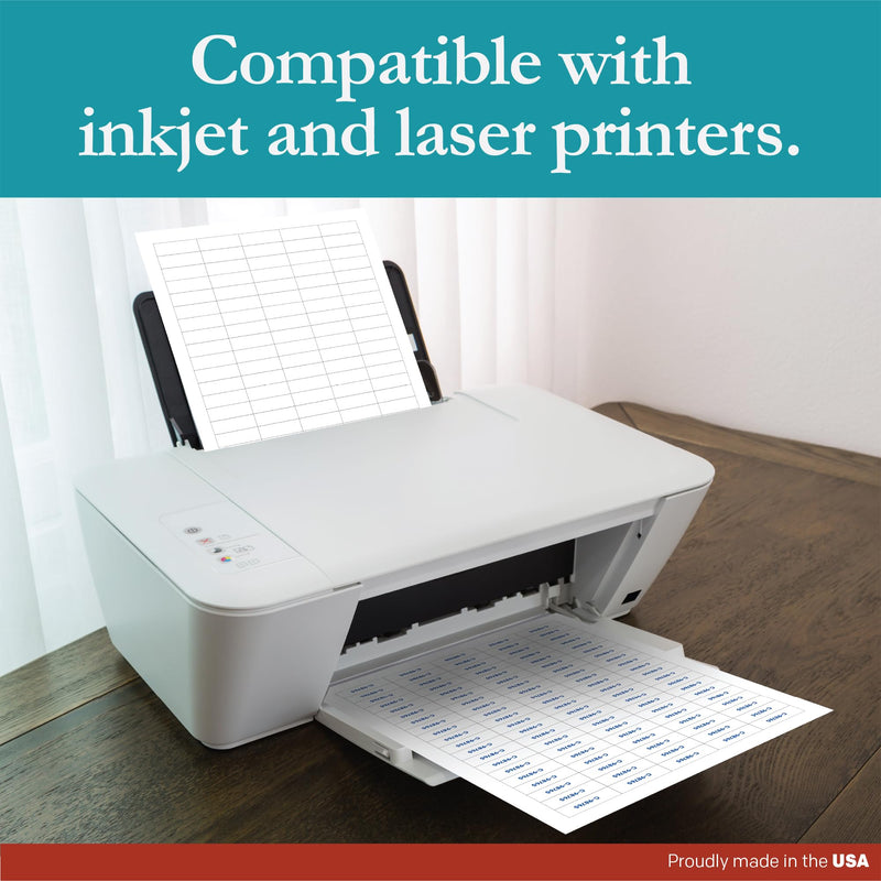  [AUSTRALIA] - Premium Label Supply White Sticker Barcode Labels – 1.5" x 0.5" – Laser/Inkjet Compatible – (100 per Sheet), 25 Sheets – 2,500 Total Adhesive Labels 2500 Labels