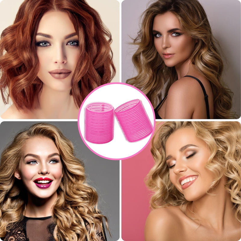 KEYRI 48PCS Hair Rollers Set Hair Rollers with Clips Self Grip Jumbo Hair Roller No Heat Heatless Hair Roller for Long Medium Short Hair Styling Hairs Salon Hairdressing Curlers (Pink, 3 Size) Pink 1 count (Pack of 48)