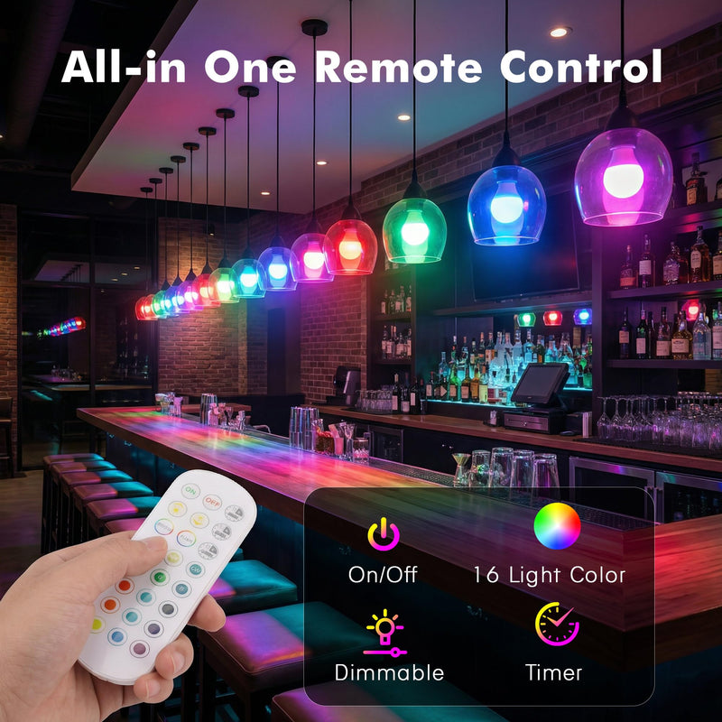 Rechargeable Battery Operated Light Bulbs, E26 Socket (Magnetic Detachable) Light Bulb for Lamps with Remote Control Dimmable＆Timer, Puck Emergency Lamp for Non-Hardwired Wall Sconce (Pack of 4) 4 Pack
