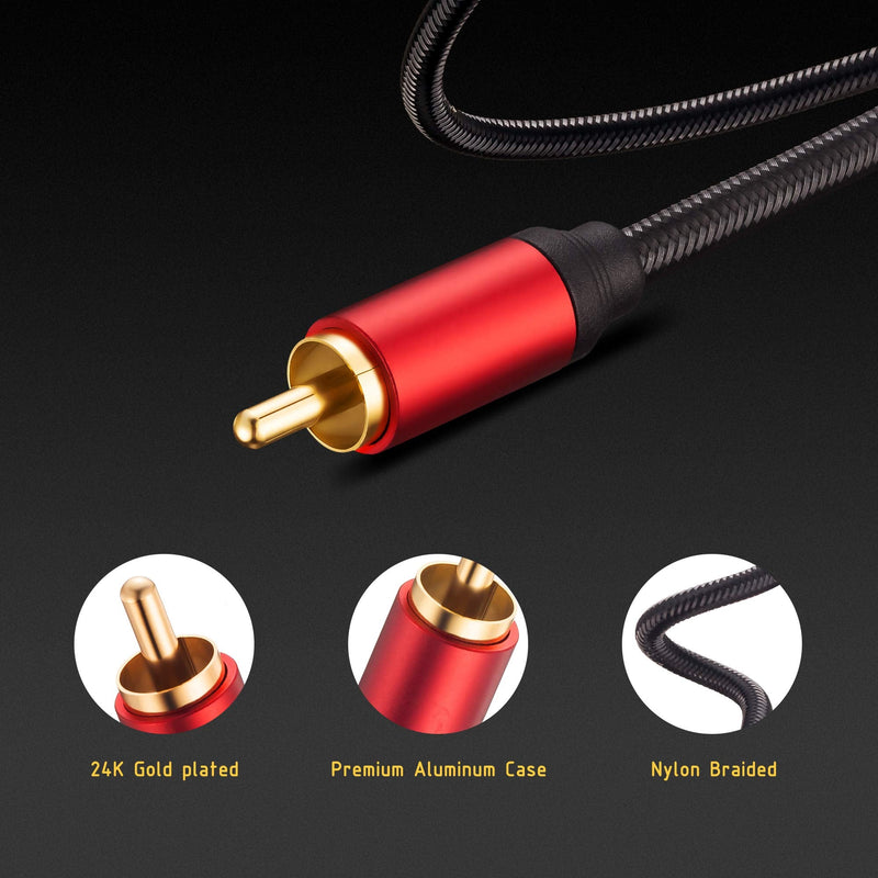 RCA Cable 40Ft, 3.5mm Male to 2RCA Male Stereo Audio Adapter Cable Nylon Braided AUX RCA Y Cord for Smartphones, MP3, Tablets, Speakers, HDTV and More(40Ft/12M) 40Ft/12M