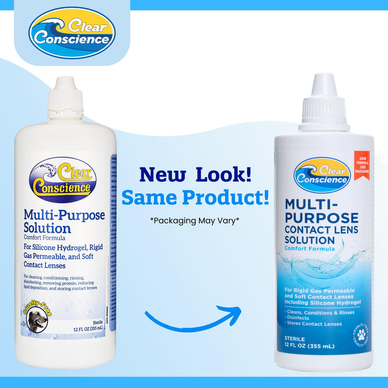 Cruelty-Free Contact Lens Solution 12oz - Multi Purpose Contact Solution & Contact Lens Cleaner - Eye Contact Solution, Sterile Isotonic Contact Lenses Solution by Clear Conscience 12 Fl Oz 1