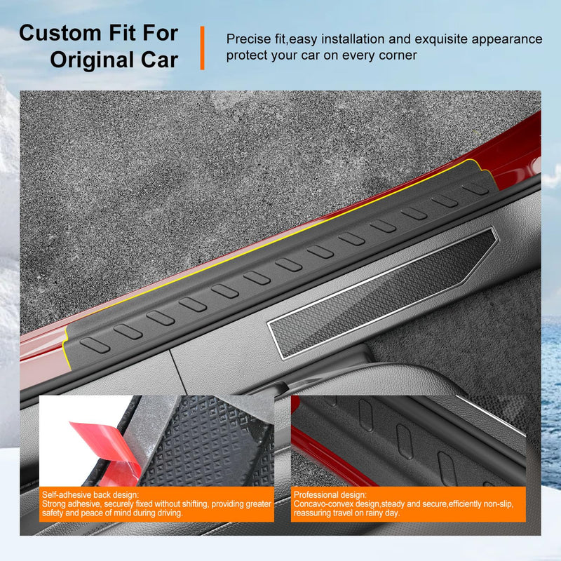 powoq Door Sill Protector Compatible with 2019-2025 Chevy Silverado GMC Sierra 1500 TPE Car Door Protector 4Pcs Car Sill Guard Replacement for 2019-2025 Chevy Silverado Accessories Compatible with 19-25 Chevy Silverado