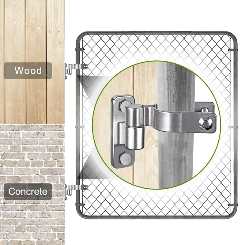 Insaga Heavy Duty 304 Stainless Steel Gate Hinges 2 Pcs, Wall Mount Hardware with 5/8" Pin, One-Piece Cast Hinge for Farm, Fence, Chain Link, Wooden & Metal Gates Silver-SS-Hole-2Pcs