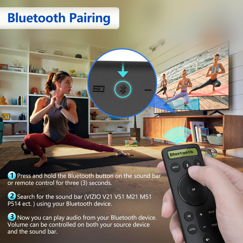 for VIZIO-Soundbar-Remote-Replacement，Backlit Display Remote for Home Theater Sound Bar，D21-H D51-H D512-H for VIZIO M/V/P Series Home Audio Sound System for VIZIO Soundbar Remote