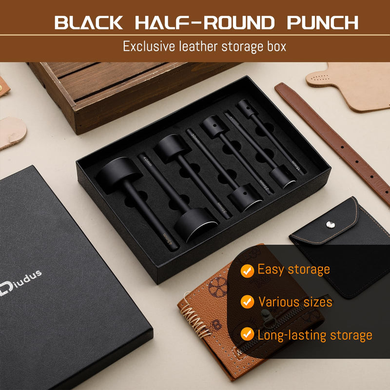 7 Sizes Leather Corner Punch, Half-Round Punch Set, Leather Belt Cutter End Punch Tool, Belt Cutting Tool, Leatherworking Tools for Strap Belts, Wallet, Bags (From15mm to 45mm) 7 Sizes(15-45mm)