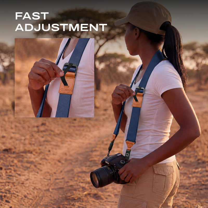 Quick Release Camera Strap for Photographers, Configurable as a Sling, DSLR SLR Adjustable Camera Shoulder Strap Blue