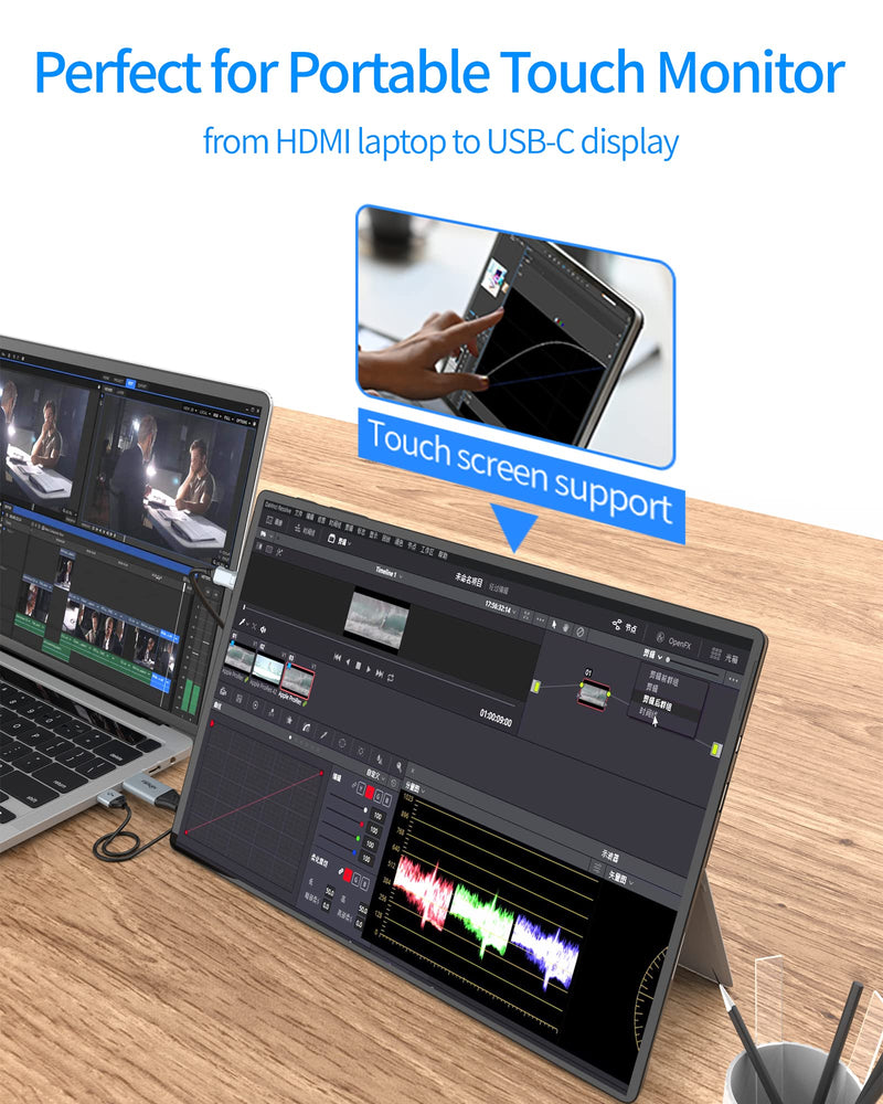 fairikabe HDMI to USB C Cable 4K60Hz, HDMI 2.0 to UsbC 6.6FT Soft Graphen Cable Adapter, Connect HDMI Laptop, PC, Steam Deck Dock to USB-C Monitor, Nreal Air, Xreal Air, Touchable Portable Monitor