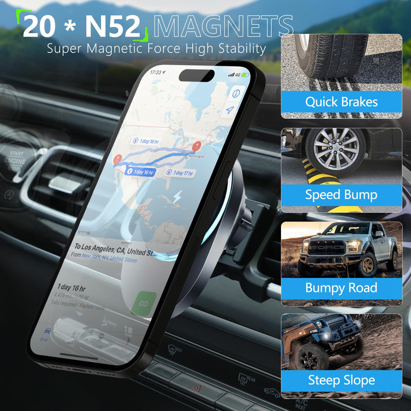 CLEC for Mercedes-Benz GLE-Class 2020-2025 GLS-Class 2020-2025 Magnetic Wireless Charger Car Phone Holder Mount for Mercedes-Benz Car Phone Holder 15W Fast Charging Car Phone Holder Wireless Charger