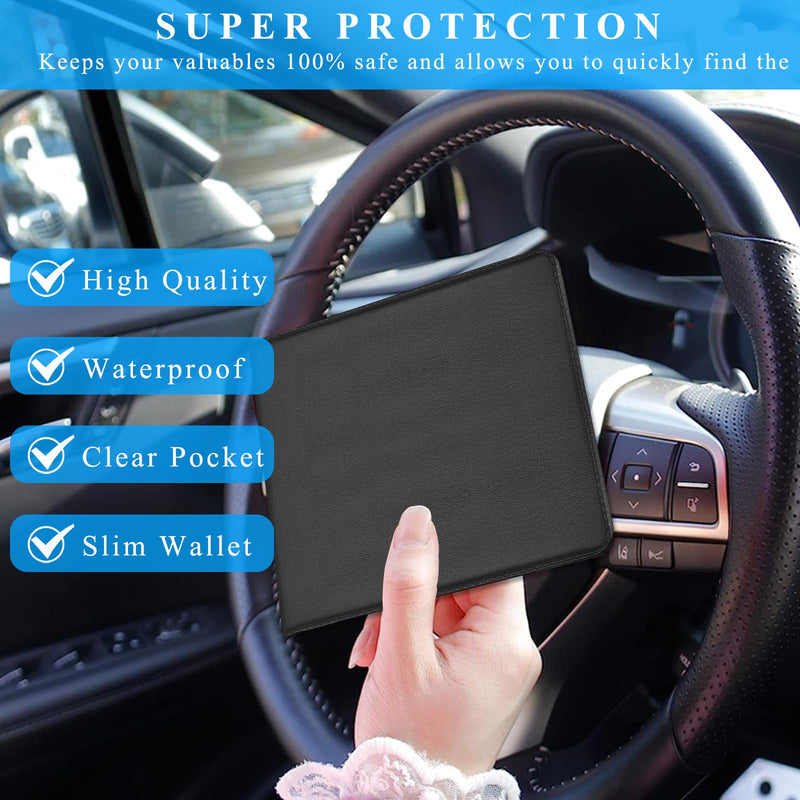 Kewucn 2 Pack Car Registration Insurance Holder, 10.55''×4.8'' Essential Auto Card Glove Box Organizer, Vehicle Interior Accessories Perfect for Most Car, Truck, SUV(Black) Black 2 PCS