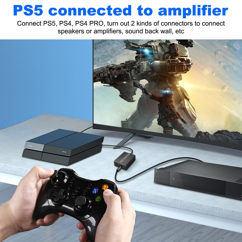 XMSJSIY USB to Optical SPDIF Toslink & 3.5mm Jack Audio Adapter Converter for TV, PS5, PS4, PC, Laptop,Smartphone to Sound Box Amplifier -1.2M/ 3.9FT 1 PCS