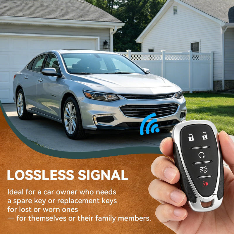 5 Buttons Key Fob Replacement for Chevy Malibu 2016-2021 HYQ4EA | for Chevy Camaro 2016-2020, Cruze 2016-2019, Proximity Smart Keyless Entry Remote, P/N:13529662,13590048 2 Pack