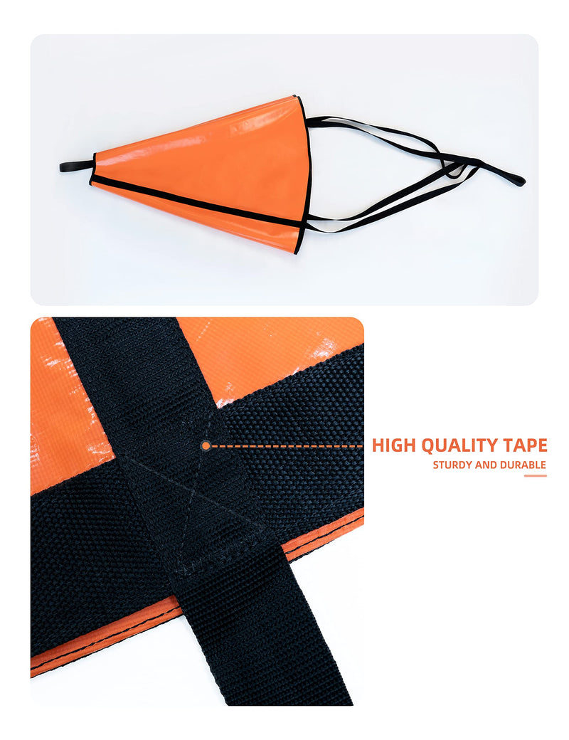 BLUEWING Sea Anchor Drift Sock 840D Nylon 32", 42", 53", 62", 72", 84" Parachute Fishing Drogue for Marine Boat/Jet Ski/Sail Orange/Black/Green/Blue/Yellow 32'' for 15-20ft Boat