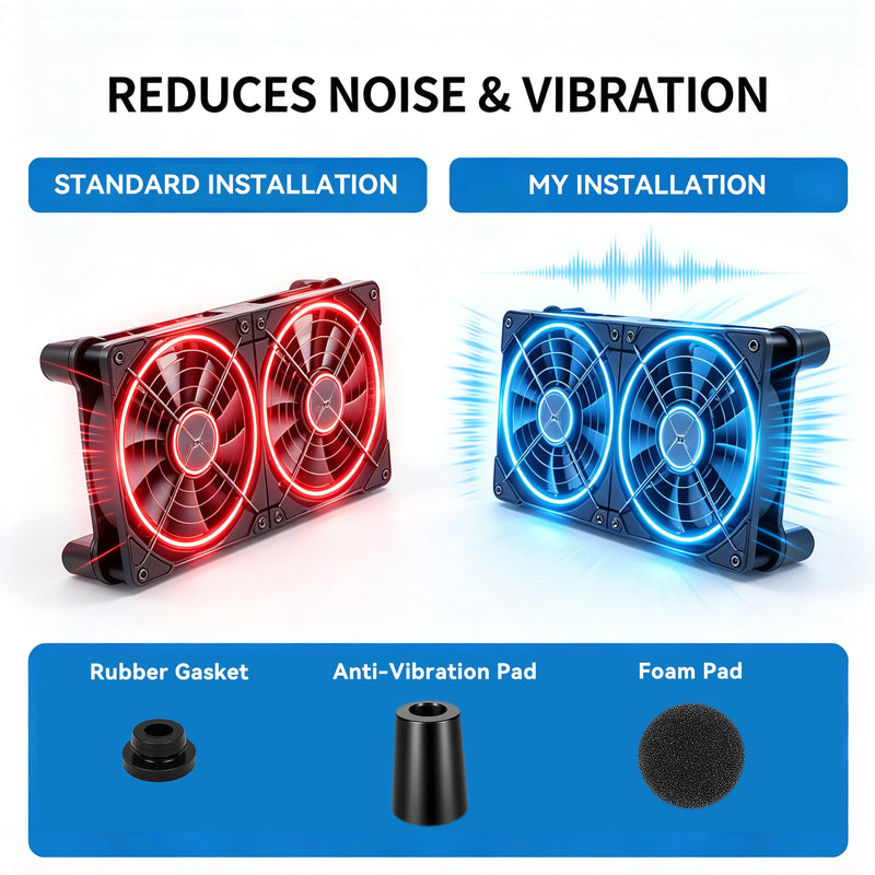 2 Pack 120mm Cabinet Cooling Fan, 166 CFM High Airflow Hydraulic Quiet Fan with Variable Speed Controller, AC 100-240V Plug & Play for Server Rack, Cabinet, NAS, Router, Greenhouse