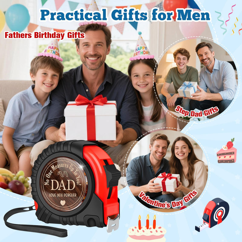 Gift for Dad Fathers Day Birthday Gifts from Daughter Son Kids Wife, New Step Dad Daddy Father in Law Presents Useful Stuff, Best Tool Gifts Woodworker Gifts Carpenter Gifts, Tape Measure 25 FT
