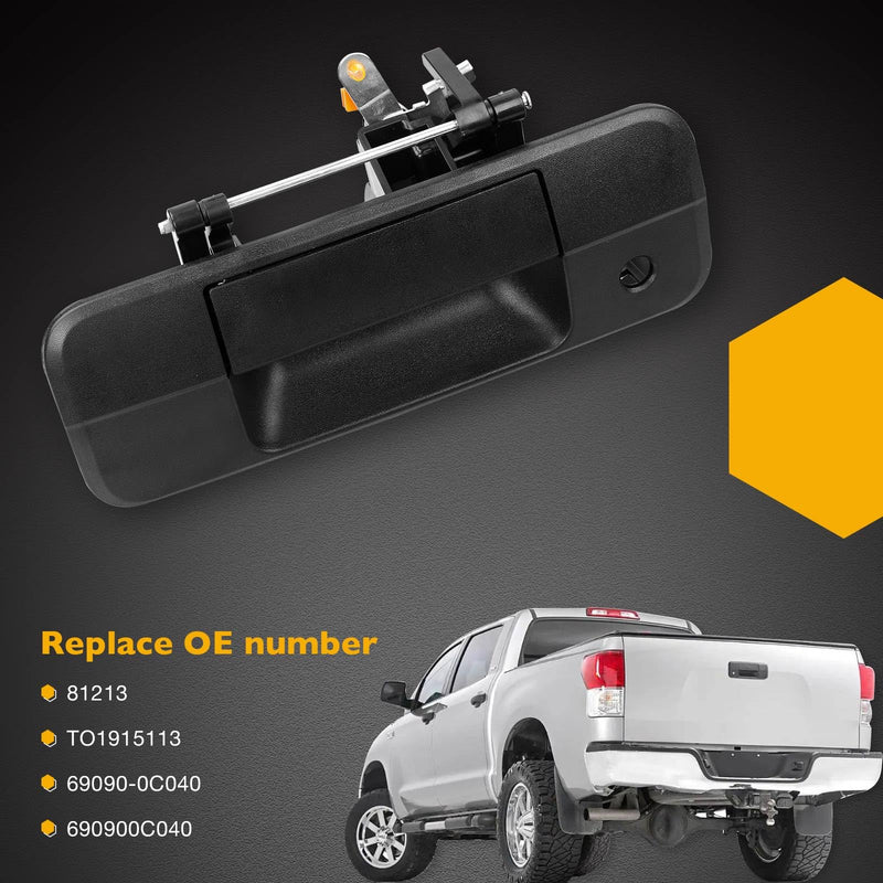 Gledewen Tailgate Handle Liftgate Latch Handle with Keyhole | for 2007-2013 Toyota Tundra | Replaces# 69090-0C040, 690900C040, 81213 Black