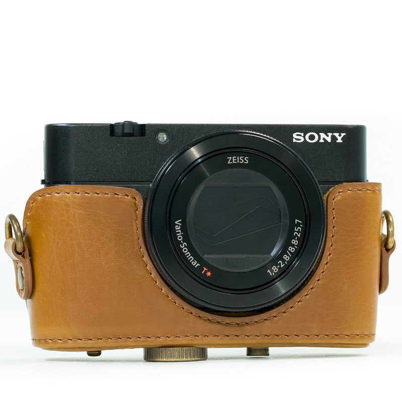 MegaGear Ever Ready Protective Leather Camera Case, Bag for Sony Cyber-Shot DSC-WX500 Digital Camera (Light Brown) (MG601) One Size Light Brown