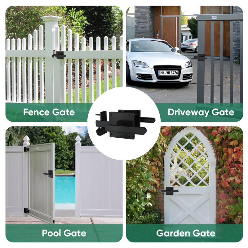 JUBEST Gate Latch, Heavy Duty Swinging Gate Latches Double Sided Gate Hardware for Right Inswing Door, Widely Used on Outdoor Fence, Wooden Gates, Pool Gate, Backyard Gate GL01-R