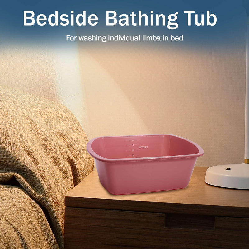 Plastic Wash Basin 2 Pack - 5 Liter Rectangle Plastic Tub with Rolled Rim - Good for Washing Limbs and Carrying Liquid - Good for Hospitals, Nursing Homes, and Medical Facilities Pack of 2