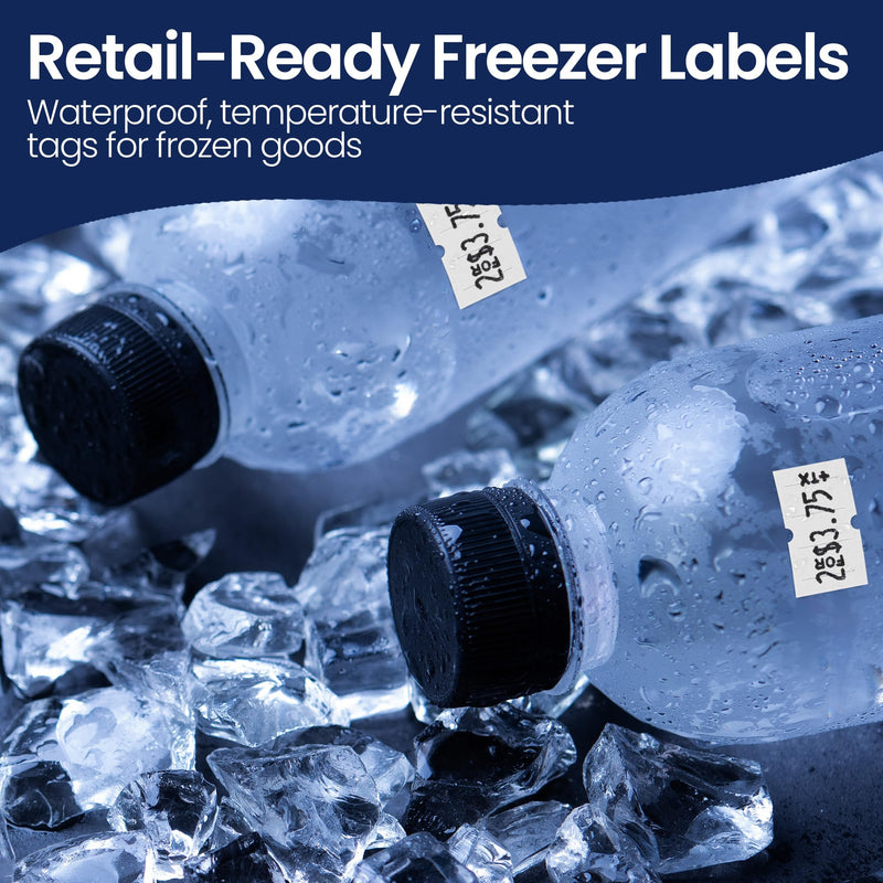 Perco 1 Line Freezer Adhesive Labels - 8 Rolls, 1 Sleeve, 8,000 Blank Price and Date Gun Labels for Perco Lite, X, Plus and Pro 1 Line Price and Date Guns - Made in USA
