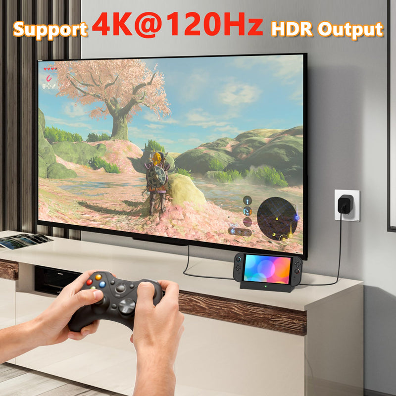 Switch 2 Dock,TV Docking Station with 4K HD Adapter/USB 3.0 Port/USB-C Port,Includes 20V/3A Power Adapter and Cable
