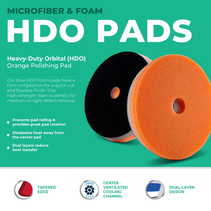Lake Country 5.5" HDO Orange Foam Polishing Pad (1-Pack) – Premium Heavy Duty Orbital Polishing Pad for Painted Surfaces – Fits 5" Backing Plate 5.5" Orange Polishing Pad