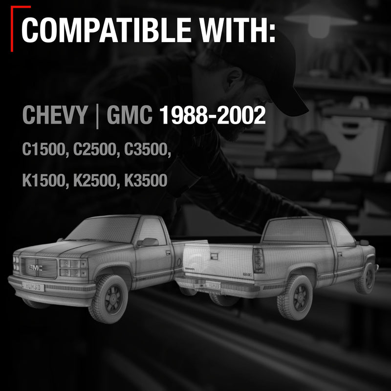 Tailgate Support Cable Straps, Left & Right - Compatible with 1988-2000 Chevrolet GMC C1500, C2500, C3500, C3500HD, K1500, K2500, K3500 - Metal 14-1/4" Long - OEM 15673251, 19244993, 89045648, 38529