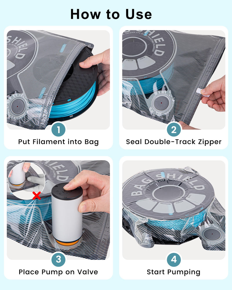 3D Printer Filament Storage Bags, Thickened Vacuum Sealed Bags for Keeping Dry, 1.75mm 2.85mm Spools, Light-Proof Moisture-Proof, Fits 0.5KG 0.75KG 1KG Filament, with or without Pump | Bags Only · Bambu Lab Prusa Creality · PLA PETG ABS ASA TPU Nylon ·...
