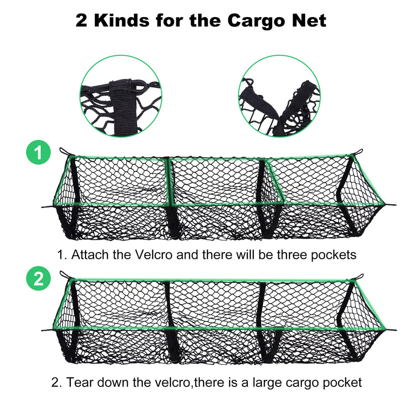 Kaishengyuan Magnetic Car Phone Holder for Toyota Tacoma 2016-2023 & Detachable 3 Pocket Cargo Net Trunk Bed Organizer Heavy Duty Net
