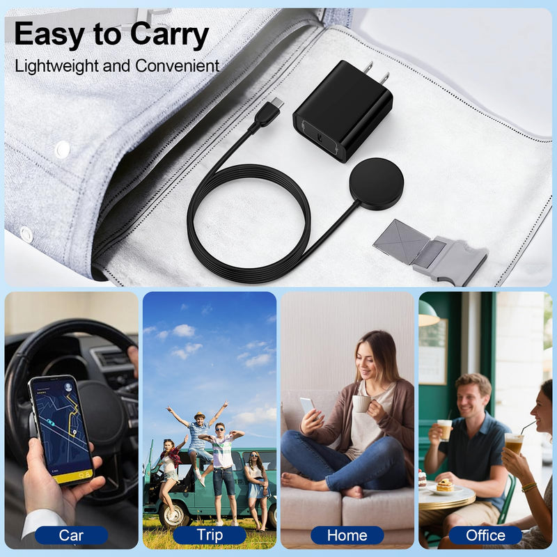 Samsung Watch Charger for Samsung Galaxy Watch 9/8/8 Classic/7/6/Ultra/FE | 5 Pro/4/3/Active 2 Fast Charging 3.5W USB C Magnetic Wireless Watch Charging Station and Phone Charger Cable 3FT Black 2 Pack