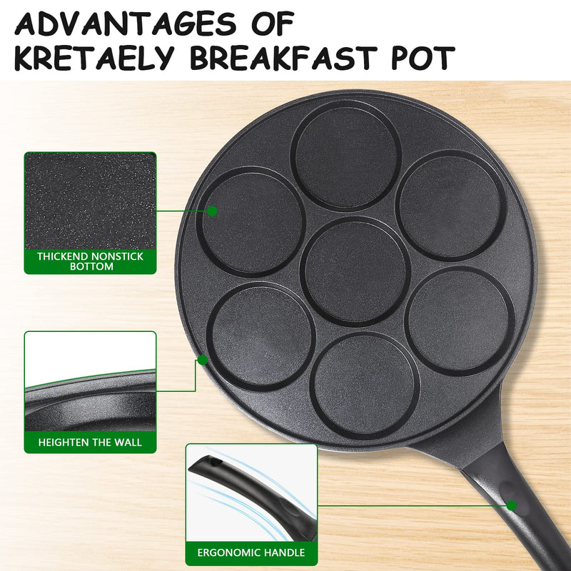 Nonstick Pancake Pan Pancake Griddle With 7-mold Design Mini Pancake Maker With PFOA Free Coating-Black 7-Not for Induction Black