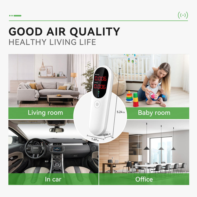 Air Quality Monitor,Indoor Formaldehyde Detector, TVOC Tester for Indoor Air Pollution Detection - Confined Space Test Air Quality for Home,Office and Various Occasion Black