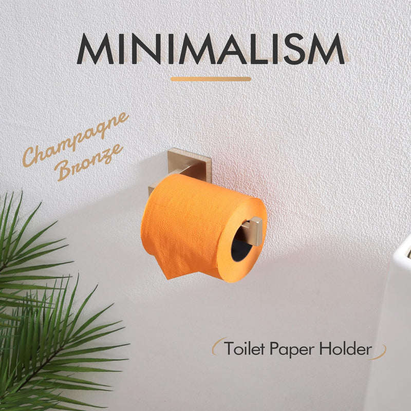 KOKOSIRI Toilet Paper Holders Wall Mounted Toilet Roll Holder for Bathrooms Hardware Washroom, Champagne Bronze Stainless Steel B2003CPG Without Shelf(1 Pack)