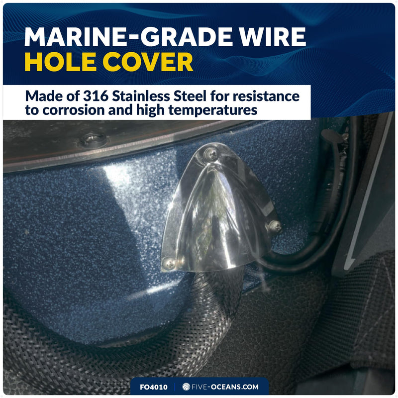 Five Oceans 316 Stainless Steel Clamshell Vent Cover, 1-Inch H x 2-1/2-Inch W Opening, 3-11/16-Inch L x 3-7/16-Inch W Base, Marine Wire Cover - FO4010 1-Pack
