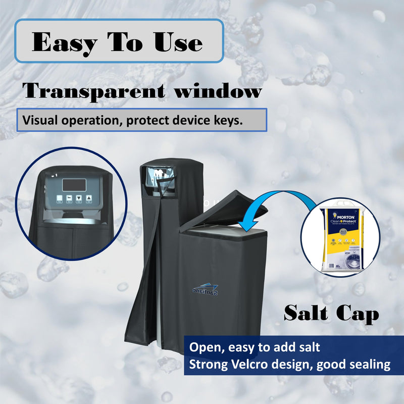 Santiano Water Softener Cover - All-Season Use,900D waterproof Oxford，Shield Your Outdoor Water Softener!Transparent Window Design,Dustproof, Waterproof, Sun Protection,(64x40x16 Inches, Black) .