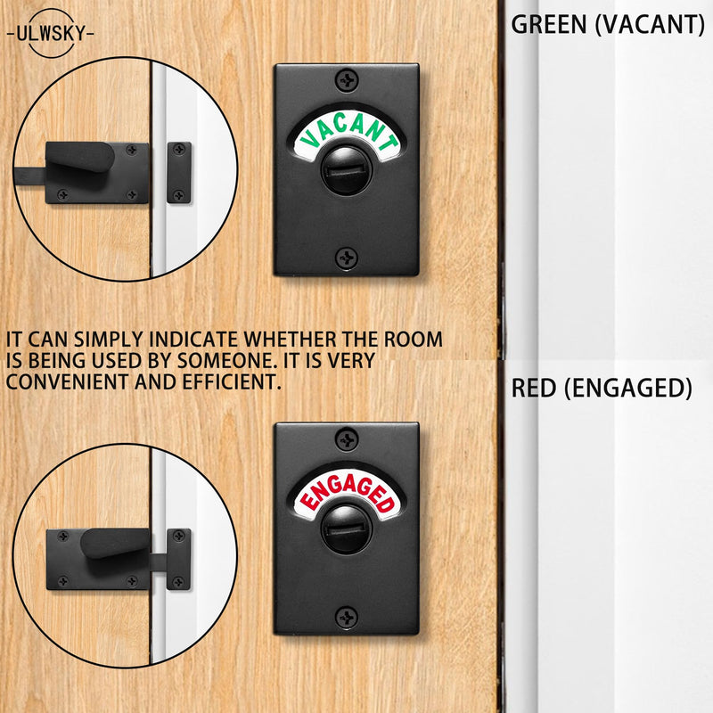 Latch Indicating Lock,Latch Indicator Bolt,Privacy Partition Indicator Lock with Occupancy Indicator,Toilet Public Toilet Bathroom Stall Door Latch Lock (Black,2pcs) Black,2pcs