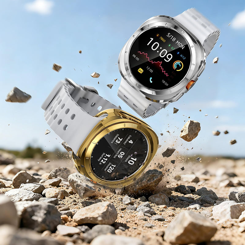 Case Compatible with Samsung Galaxy Watch Ultra 47mm 5 Pack TPU Cover | 5 Pcs TPU Bumper Covers 3 Pcs Tempered Glass Screen Protectors Full Protective Shockproof Ultra (2025/2024) 5 Clear Ultra-47mm