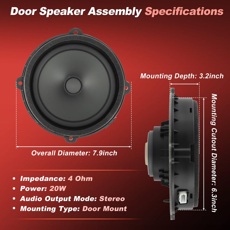 Motoforti 96330-D4000 Front Door Speaker Assembly for Kia Optima 2016-2020 7.9inch Midbass Car Audio Loudspeaker Left or Right Side Front Door Radio Coaxial Speakers 96330D4000